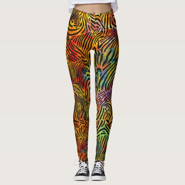 Leggings Bandes zébrées multicolores (Devant)
