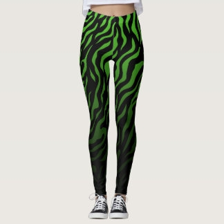 Leggings Bandes Zèbres Vertes et Noires : Légendes élégante