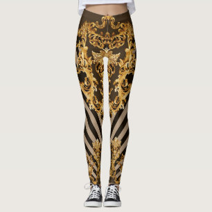 Leggings Baroque d'or : conception motif géométrique