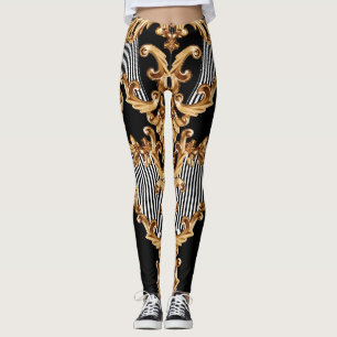 Leggings Baroque doré, décoration complexe.
