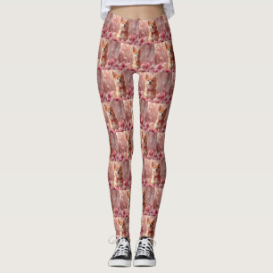 Leggings Basenji avec des roses - Saint-Valentin
