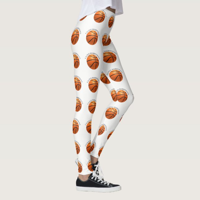 Leggings Basket en cuir orange et noir personnalisé (Droite)