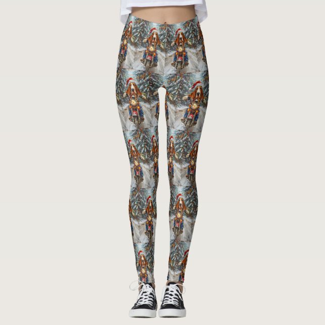 Leggings Basset Hound Chien équitation Moto Noël (Devant)