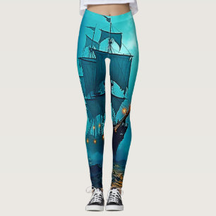 Leggings Bateau fantôme sur le design Stormy Seas