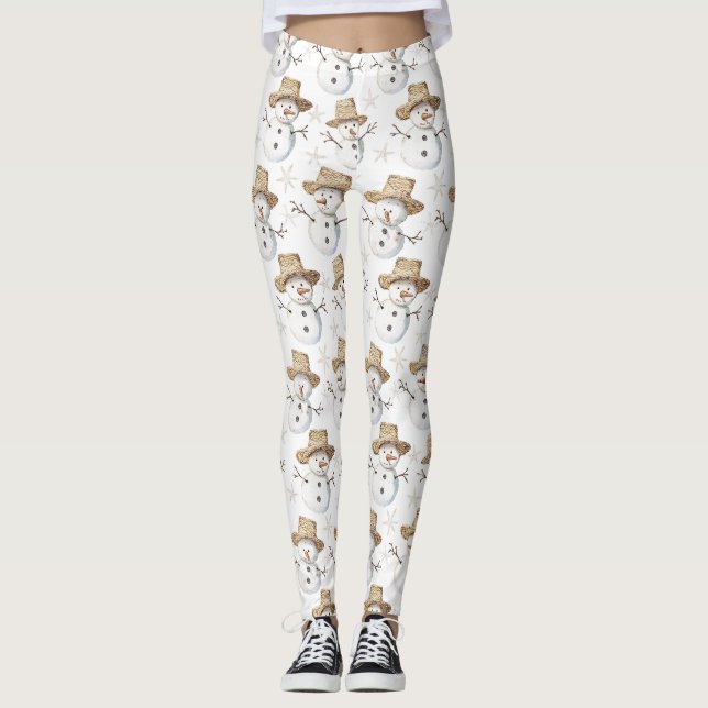 Leggings Beach Coast Snowman Noël (Devant)