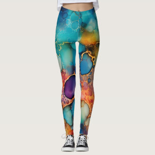 Leggings Beau Arc-en-ciel Abstrait Encre d'alcool Liquide A