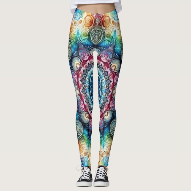 Leggings Beau Cercles psychédéliques ajustés Jambes (Devant)
