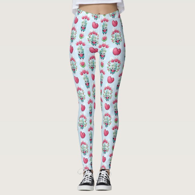 Leggings Beau Floral Mason Jar Hearts Motif (Devant)