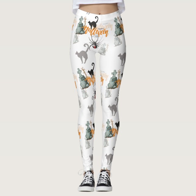 Leggings Beau Halloween Motif sans couture (Devant)