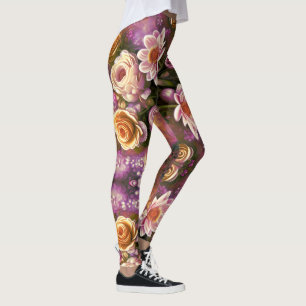 Leggings Beau Motif de fleurs acryliques