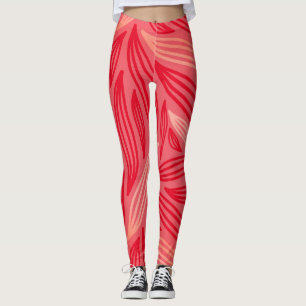 Leggings Beau Motif gras orange rouge feuille
