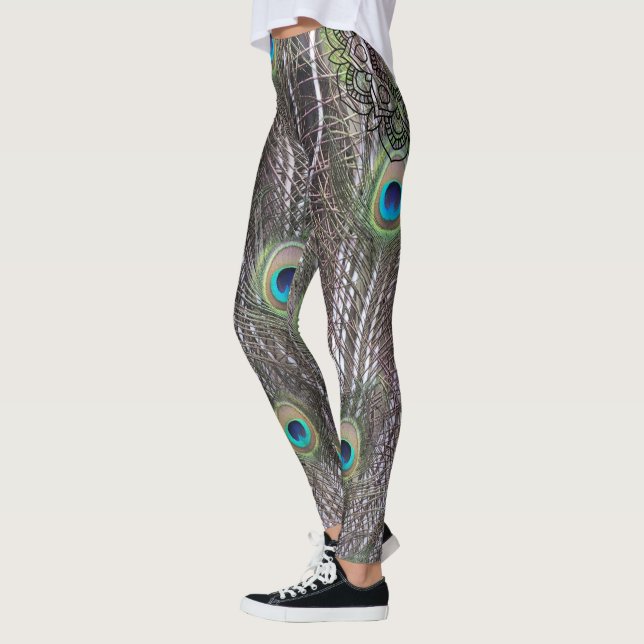 Leggings Beau paon avec queue ouverte (Gauche)