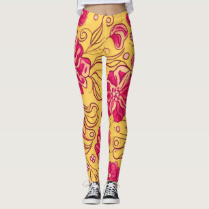 Leggings Beau rose Tourbillonnant Fleurs Motif
