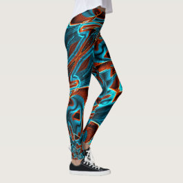 Leggings Beaucoup croisé rouge et bleu ciel brûlé avec des 