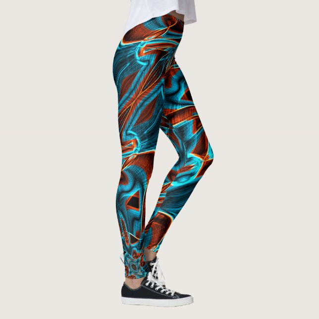 Leggings Beaucoup croisé rouge et bleu ciel brûlé avec des  (Droite)