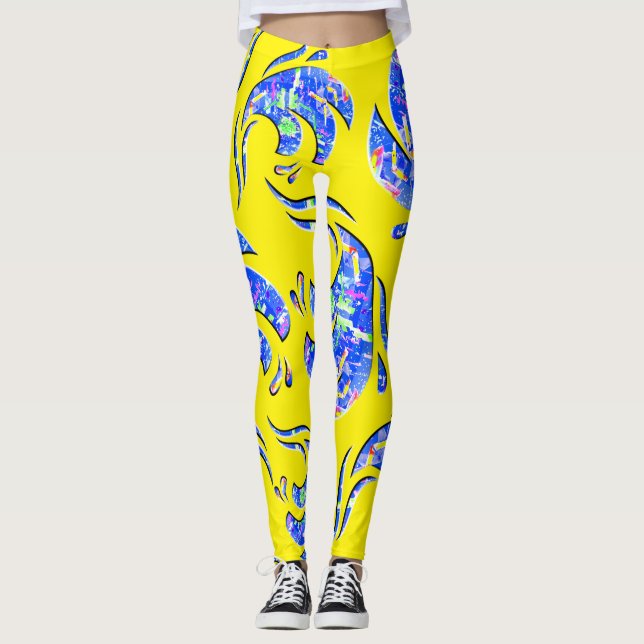 Leggings Beaucoup d'ondes artistiques abstraites (Devant)