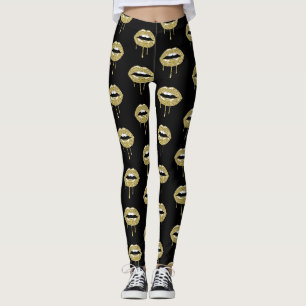 Leggings Beauté Luxueuse Dorée Glamour Gouttes Dorées sur l