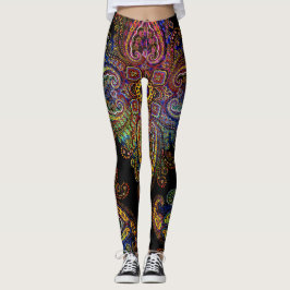 Leggings Beautiful Multicolored Paisley on Black