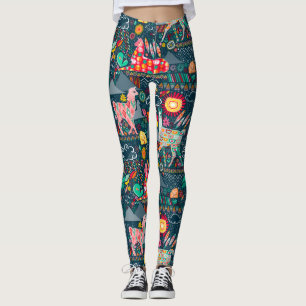 Leggings Beaux lamas sur les guêtres bleues