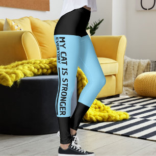 Leggings Bébé Noir Personnalisé Bleu Grilles Chat Retro