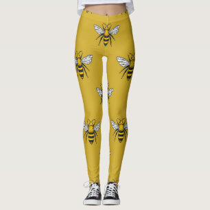 Leggings Bee Haven : Motif jaune Vintage