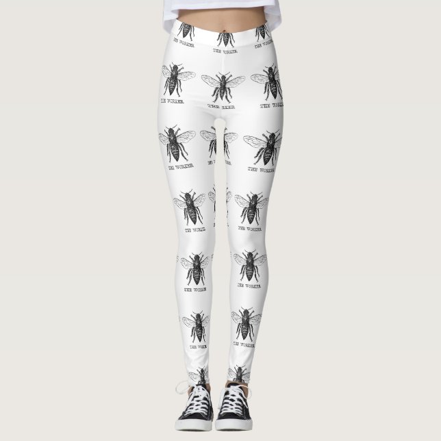 Leggings Bee Worker Honey Black Bumblebee (Devant)