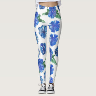 Leggings Belle aquarelle bleu cornfleurs
