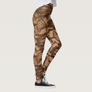Leggings Belle dentelle Dressée Look Jambes de Yoga Brown