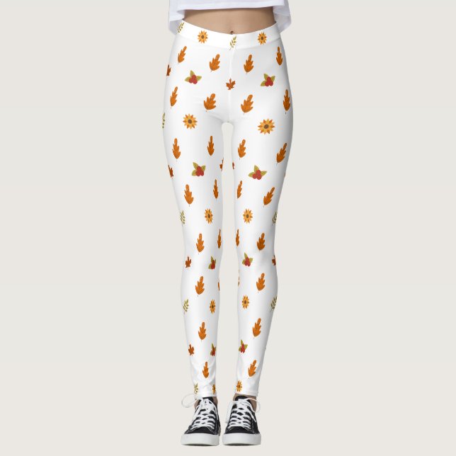 Leggings Belle Feuilles d'automne Fleurs Motif Fille (Devant)