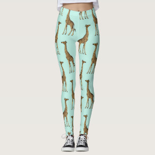 Leggings Belle Giraffes Bleu et Or