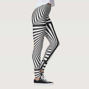 Leggings Belle illusion optique en spirale blanche noire