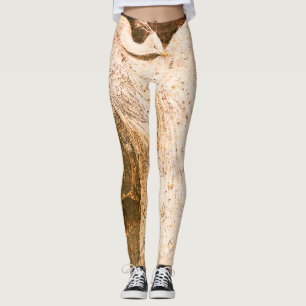 Leggings Belle illustration vintage de paon blanc