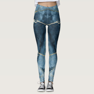 Leggings Belle impression couleur marbre bleu
