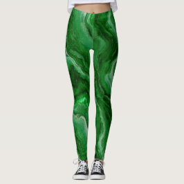 Leggings Belle Motif en marbre dans Emerald Green