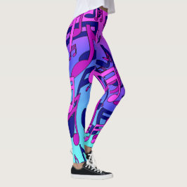 Leggings Belle musique rose Aqua Blue Vibrant Motif