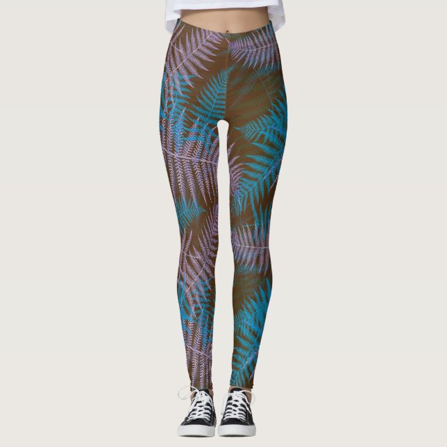 Leggings Belle pattes Feuilles violettes et bleues (Devant)