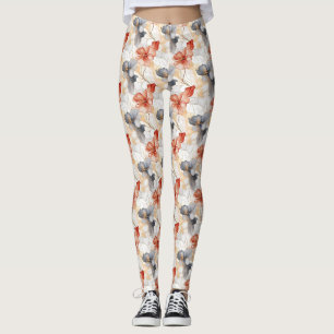 Leggings Belle Pêche féminine Bleu et Blanc Floral