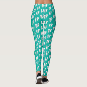 Leggings Belle plage bleu turquoise tongs motif