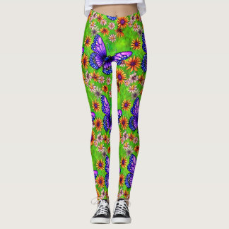 Leggings Belle prairie à papillon pourpre
