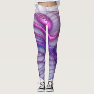 Leggings Belle Swing Moderne Art Fractal Abstrait Rose