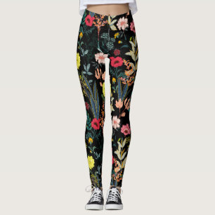 Leggings Belles fleurs colorées et Plantes botaniques