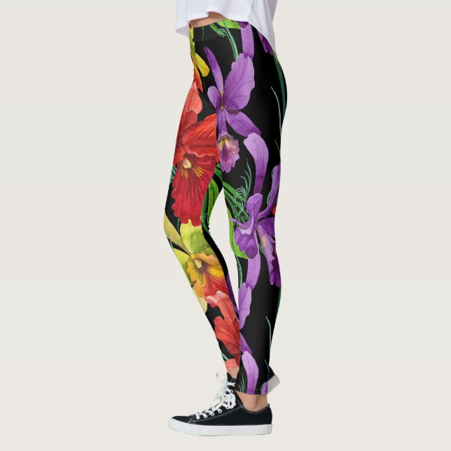 Leggings Belles fleurs pour aquarelle d'orchidée sur le (Gauche)