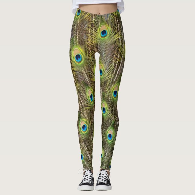 Leggings Belles plumes d'oiseaux paons (Devant)