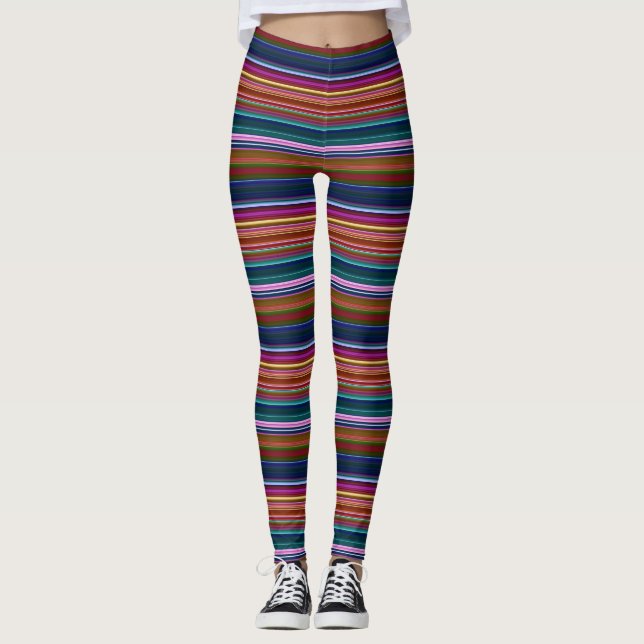 Leggings Belles rayures colorées rétro (Devant)