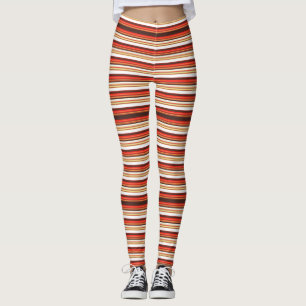 Leggings Belles rayures rouges brun