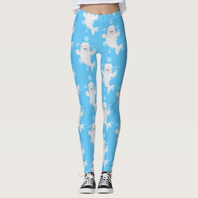 Leggings Béluga mignon bulles dessin de dessin animé (Devant)