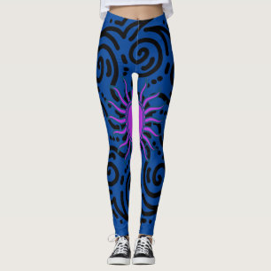 LEGGINGS BÉNÉFICIAIRES AVEC BLEUE BLEUE À COURANT SOLEIL