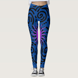 LEGGINGS BÉNÉFICIAIRES AVEC BLEUE BLEUE À COURANT SOLEIL