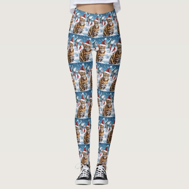 Leggings Bengal Chat hiver Wonderland Noël Joie (Devant)