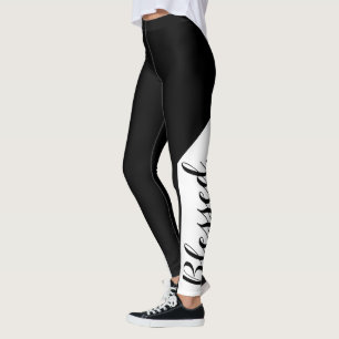 Leggings Béni. Black White Modern Script Christian